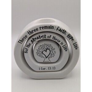 Faith Hope Love 1 Cor 13:13 Ceramic 3 Piece Nesting Candle Holder Gift Set